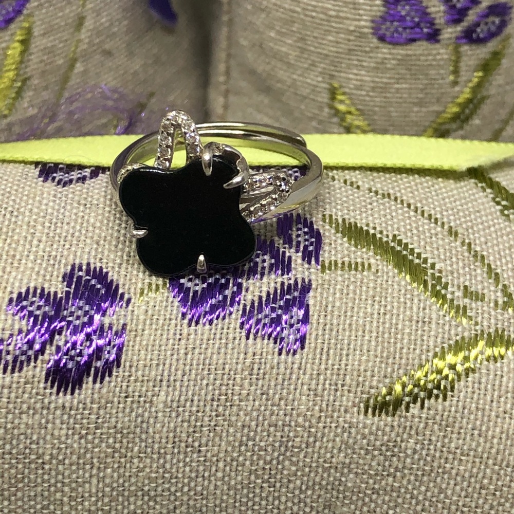 Emerald black jade 925 silver rings